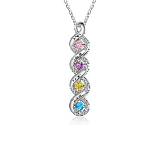 Custom Mothers Rings Necklace with Birthstones