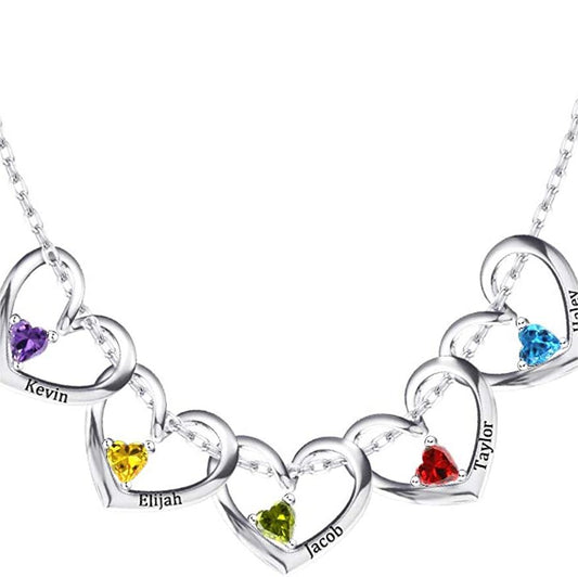 Personalized Heart Necklace With Name And Birthstone